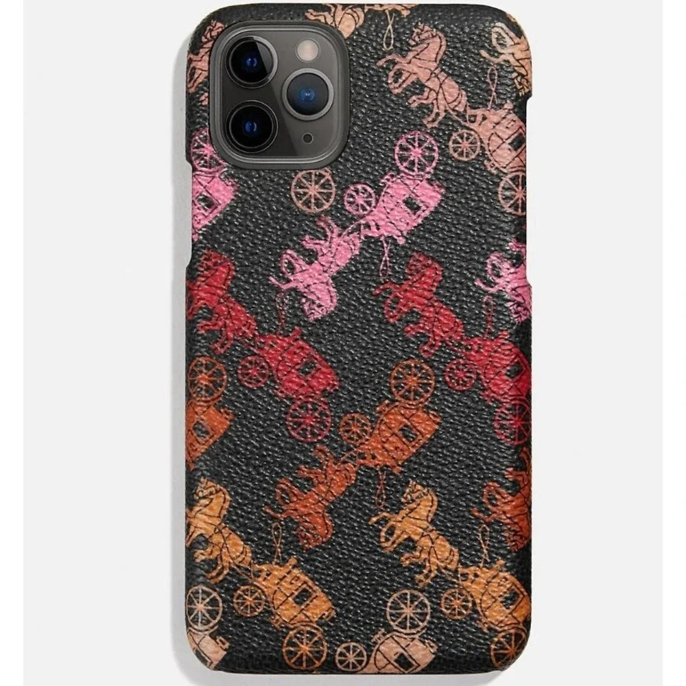 COACH NEW YORK Slim Wrap Case iPhone 11 Pro Max Black Multi Color Horse Logo